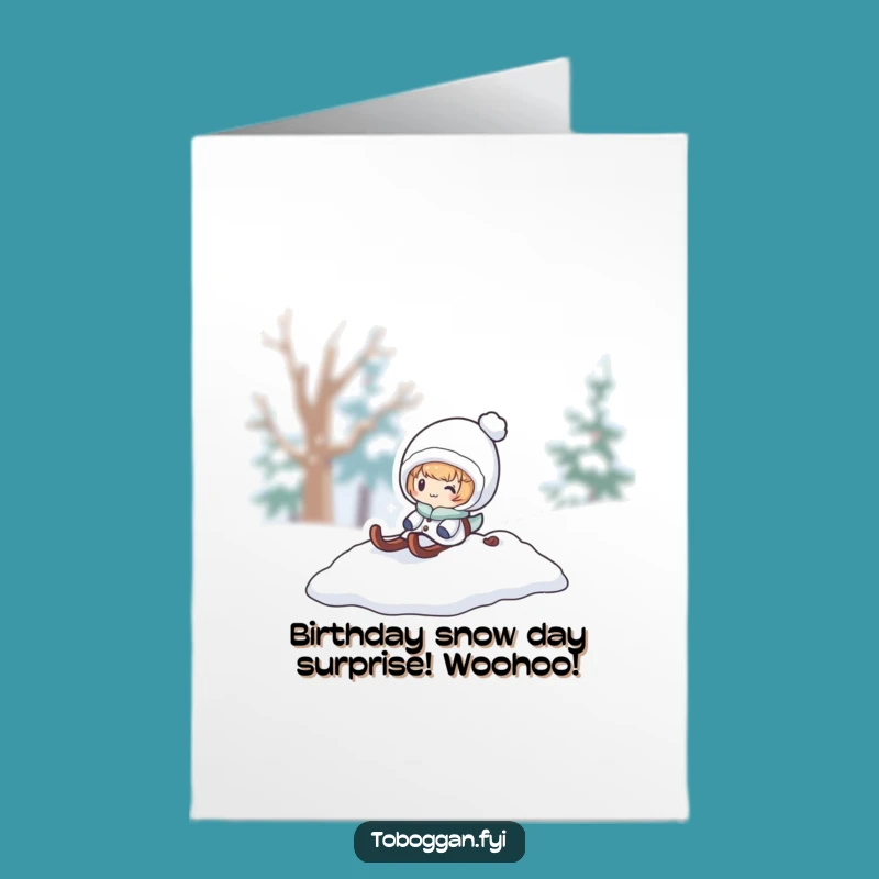 Free Printable Birthday Card: Snow Surprise Character for a Funny Downloadable Gift