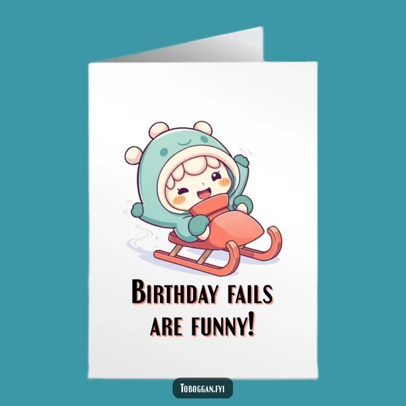 Free Printable Birthday Card: Sledding Mishap - Funny Downloadable Gift
