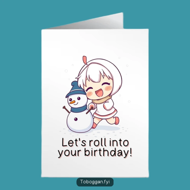 Free Printable Birthday Card: Snowman Pusher Character, Fun Downloadable Gift for Celebration