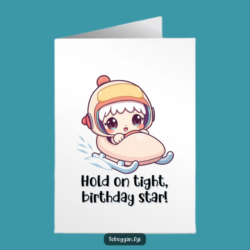 Free Printable Birthday Card: Surprised Rider Funny Sled Gift