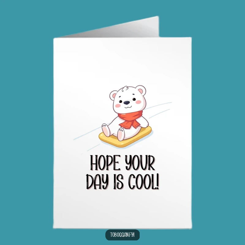 Free Printable Birthday Card: Cheerful Polar Bear Cub Scarf Funny Downloadable Gift