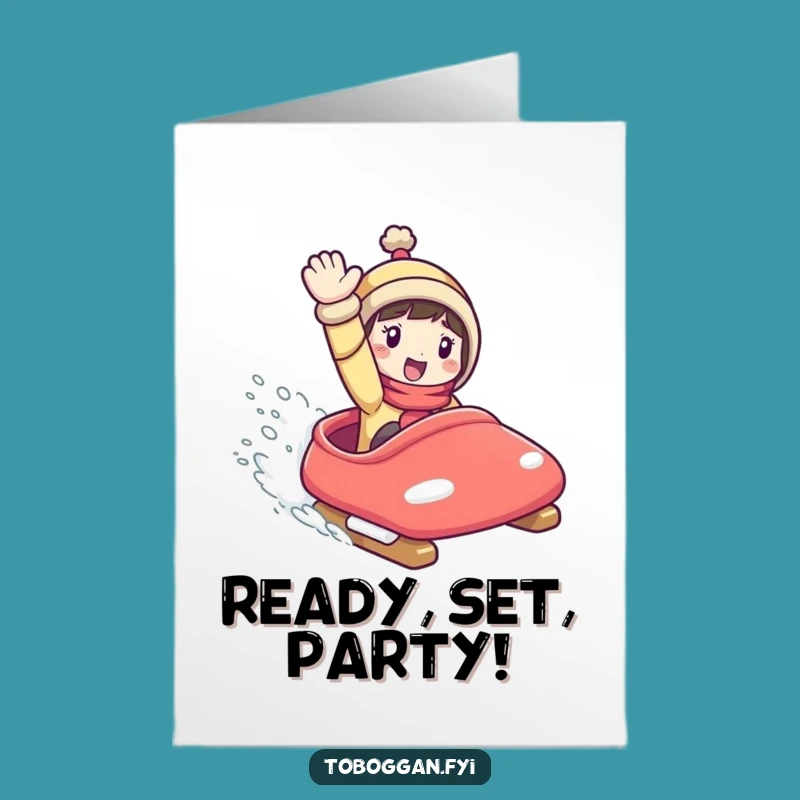 Free Printable Birthday Card: Funny Toboggan Character for Thrilling Downloadable Gift