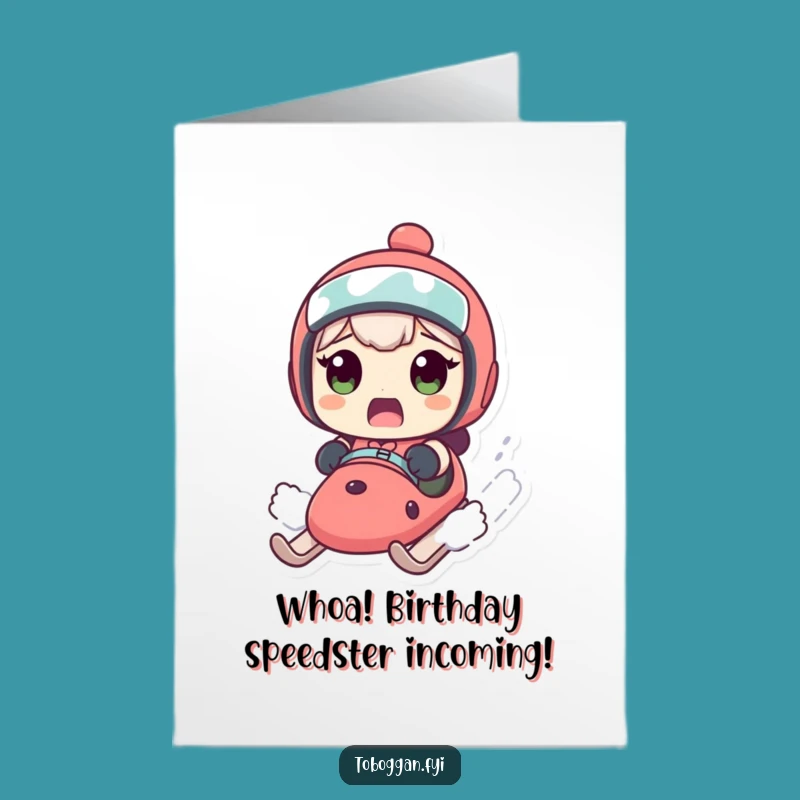 Funny Free Printable Birthday Card: Surprised Sledder for a Hilarious Downloadable Gift