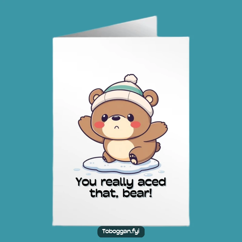 Free Printable Congrats Card: Bear's Icy Mishap, Downloadable Gift