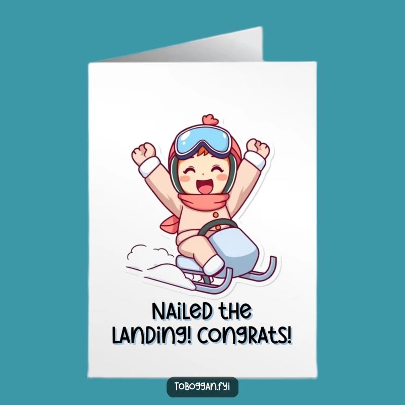 Free Printable Congrats Card: Sledding Champion - Funny Downloadable Gift