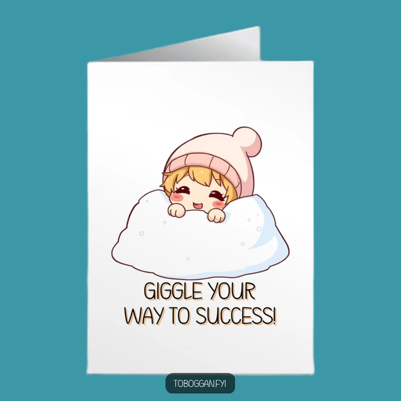 Free Printable Congratulations Card: Peek-a-Boo Snow Character - Celebrate Wins with a Giggle