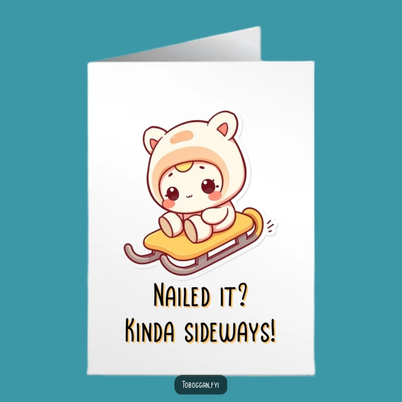 Free Printable Congratulations Card: Sideways Sledder for a Funny Downloadable Gift