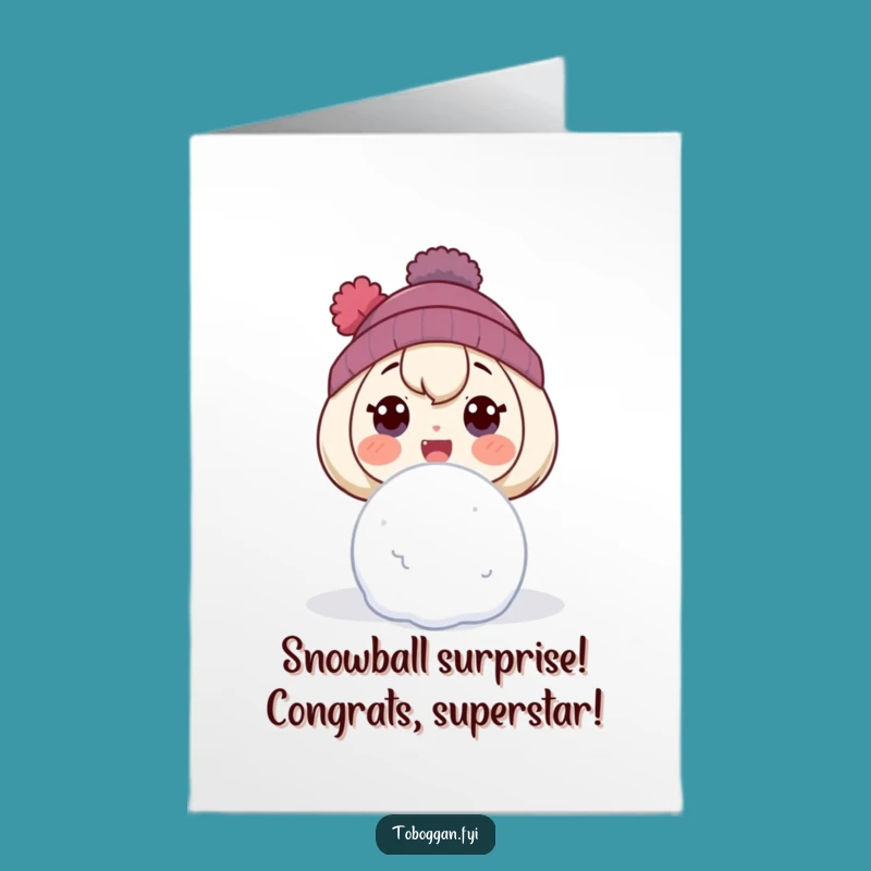 Free Printable Congrats Card: Shocked Snowball Character, Hilarious Downloadable Celebration