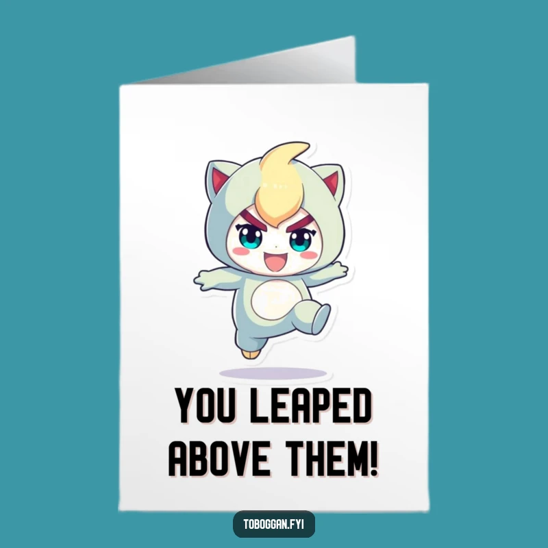 Free Printable Congrats Card: Determined Jump, Success, Funny Downloadable Gift