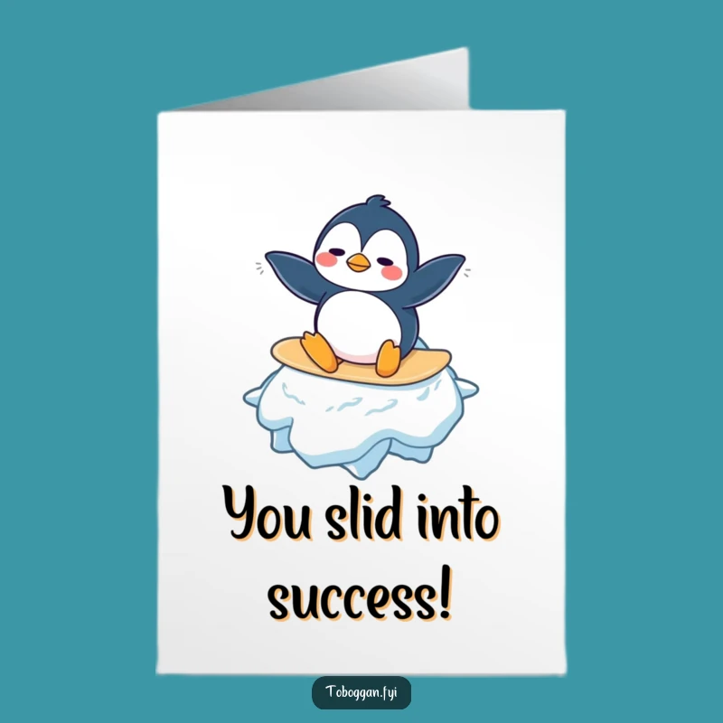 Free Printable Congrats Card: Confused Penguin Snowflake Surf Humorous Downloadable Gift