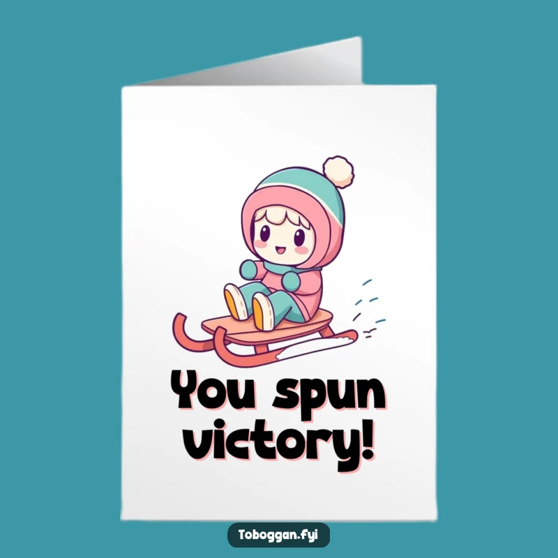 Free Printable Congratulations Card: Joyful Sledding Character Spin - Fun Downloadable for Any Win