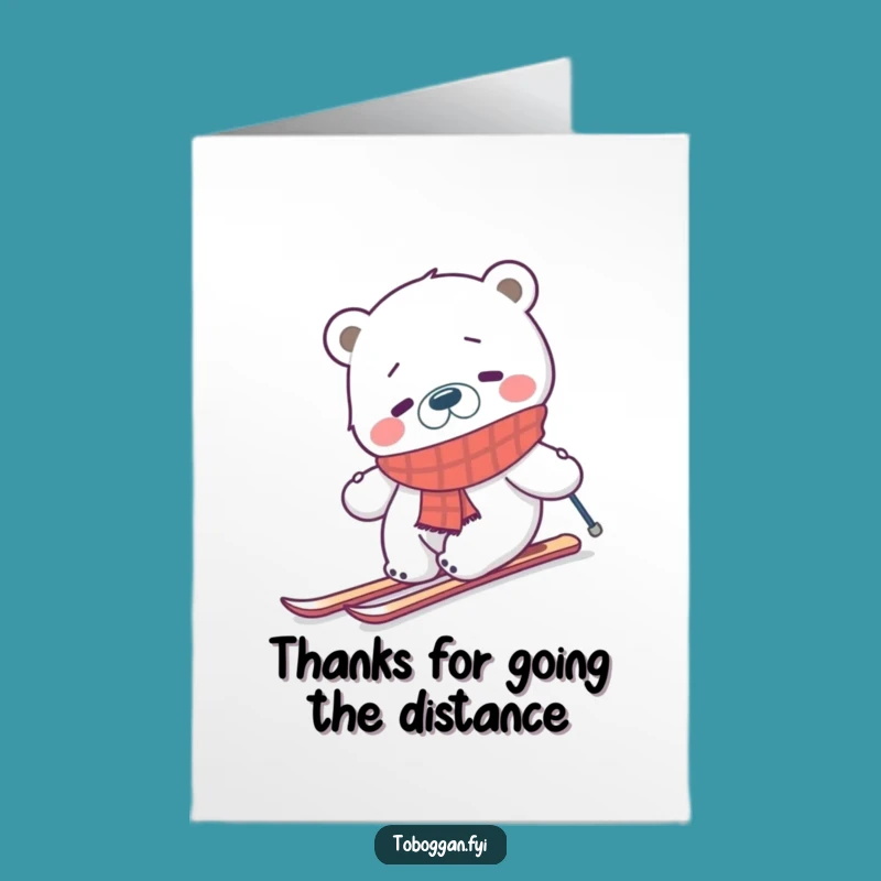 Free Printable Polar Bear Skiing Thank You Card: Funny Downloadable Grateful Greeting