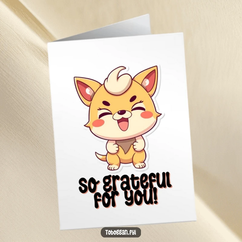 Funny Free Printable Thank You Card: An excited character with a determined look expresses heartfelt thanks.