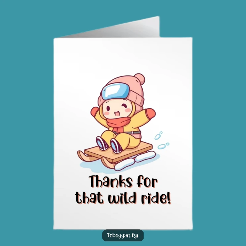 Free Printable Thank You Card: Silly Toboggan Trick Funny Downloadable Gift
