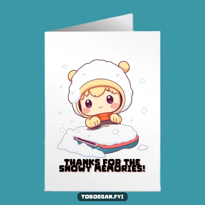 Free Printable Thank You Card: Snowy Mishap Cute Character Gratitude Humor