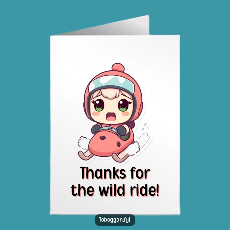 Funny Free Printable Thank You Card: Surprised Sledder for a Downloadable Gift