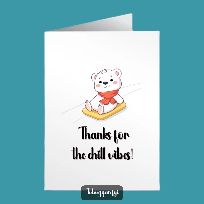 Free Printable Thank You Card: Cheerful Polar Bear Cub Scarf Funny Downloadable Gift
