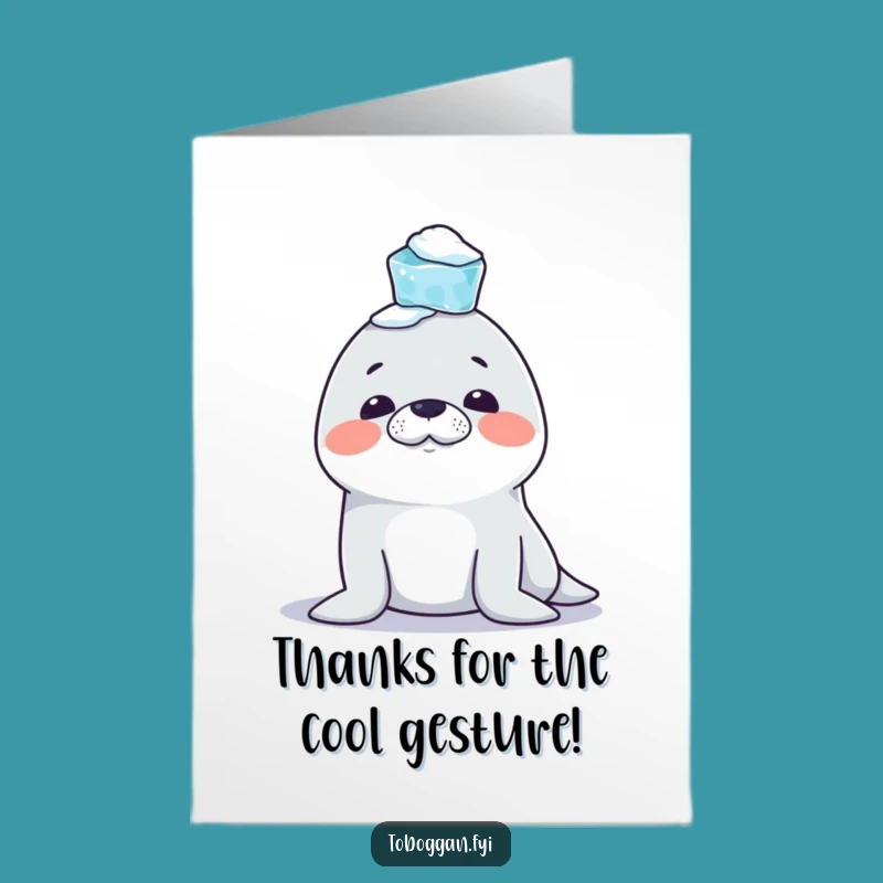 Free Printable Thank You Card: Mischievous Seal Icicle Balance Funny Downloadable Gift