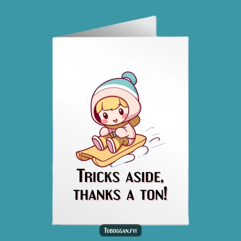 Free Printable Thank You Card: Silly Toboggan Trick for a Funny Downloadable Gift