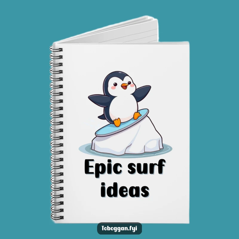 Funny Penguin Surf Notebook - Playful Arctic Journal Gift