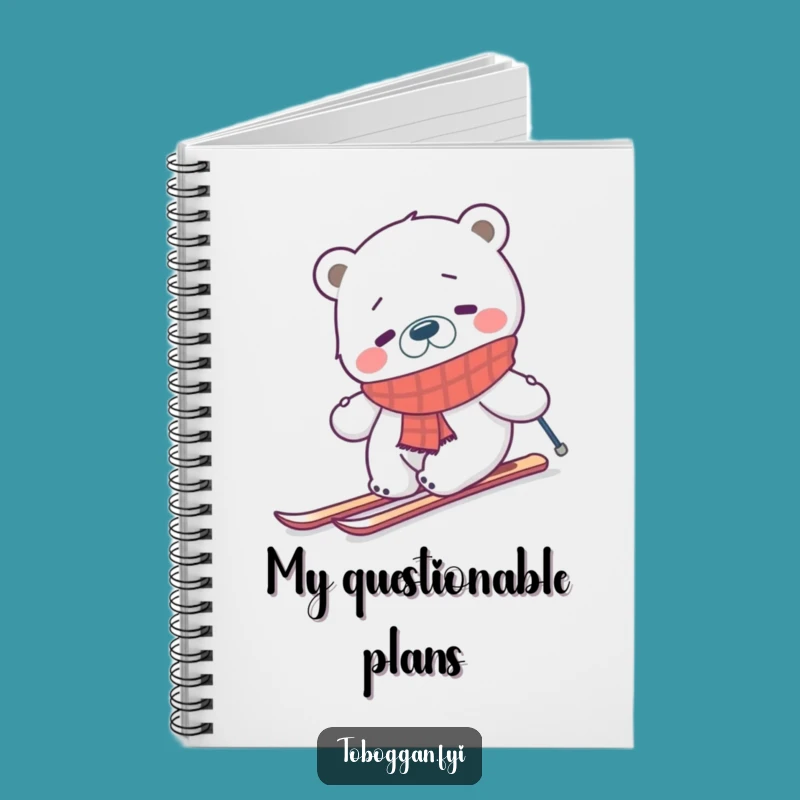 Funny Ski Bear Notebook - Confused Polar Bear Journal Gift