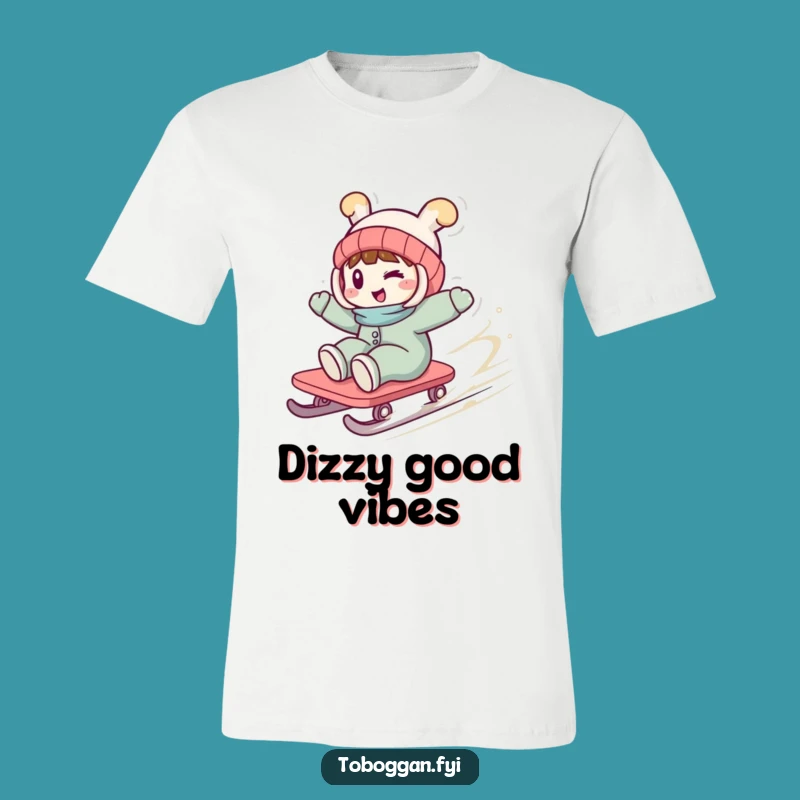 Funny Spinning Toboggan T-Shirt: Witty Character Design for Winter Thrills