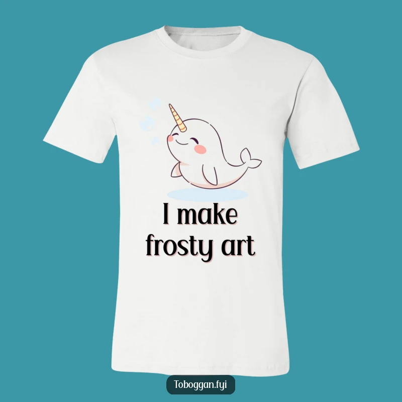Funny Giggling Narwhal T-Shirt, Comical Snow Bubbles Tee - Great Gift
