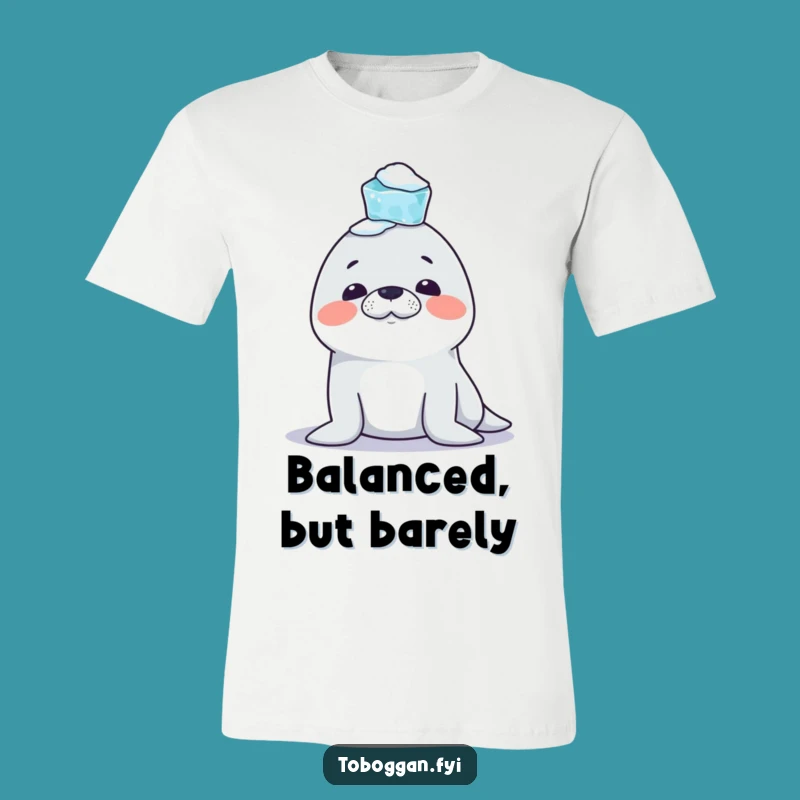 Funny Seal T-Shirt: Mischievous Icicle Balancing Act!