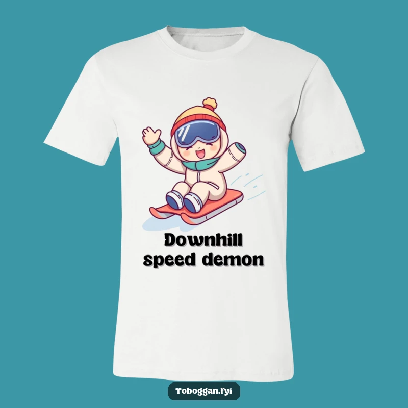 Funny Sledding T-Shirt: Joyful Wave Downhill, Hilarious Gift for Winter Lovers!