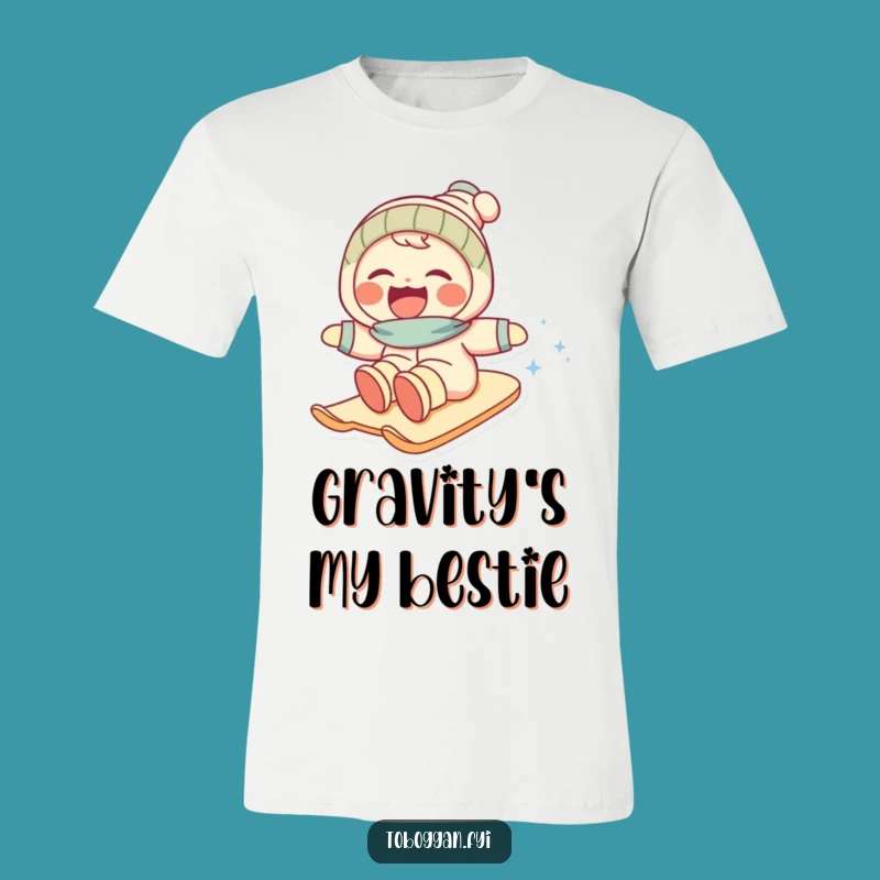 Funny Snow Slope T-Shirt: Joyful Character Laughing Downhill, Hilarious Winter Tee