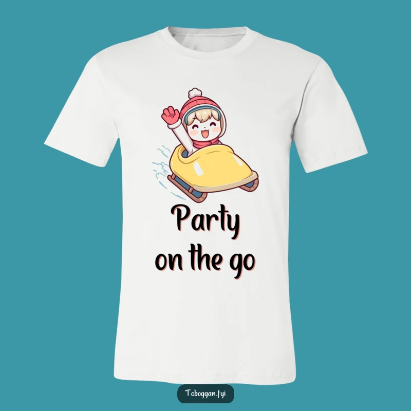 Funny Toboggan Wave T-Shirt: Joyful Character Ride, Hilarious Winter Apparel