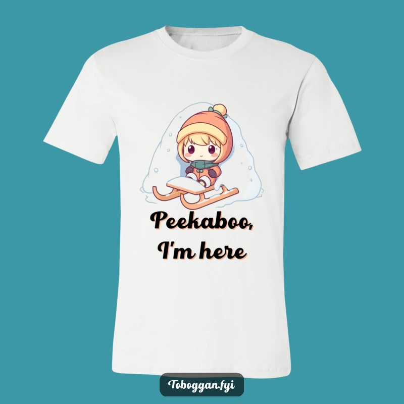 Funny Snow Surprise T-Shirt - Winter Sledding Fun Cartoon Tee, Great Present