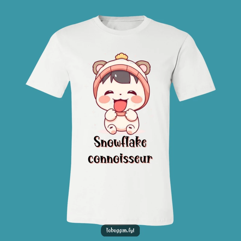 Funny Snow Catcher T-Shirt: Joyful Character's Winter Blast Tee