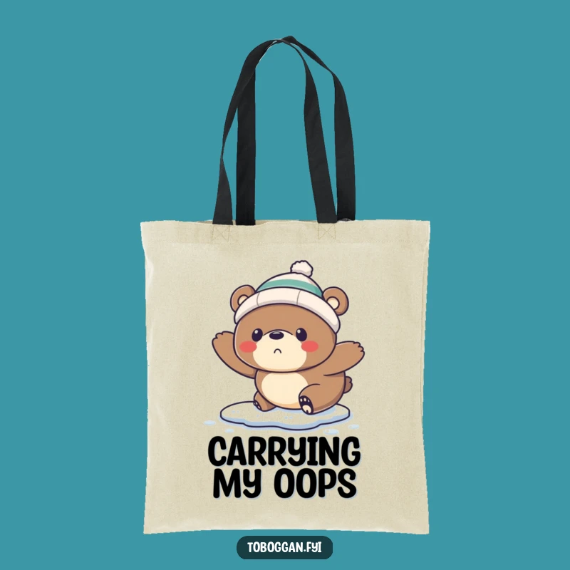 Funny Slipping Bear Tote Bag: Startled Bear Carries Humor, Practical Funny Gift