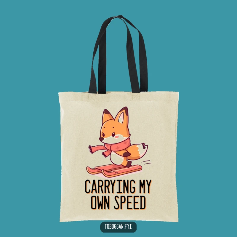Funny Fox Toboggan Chase Tote Bag: Comical Carry-All for Everyday Fun