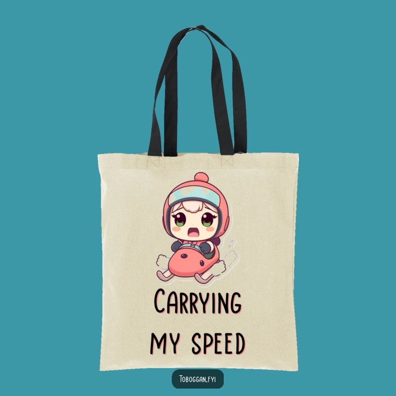 Funny Sledding Tote Bag: Durable Character Speeding Surprise Carryall Gift