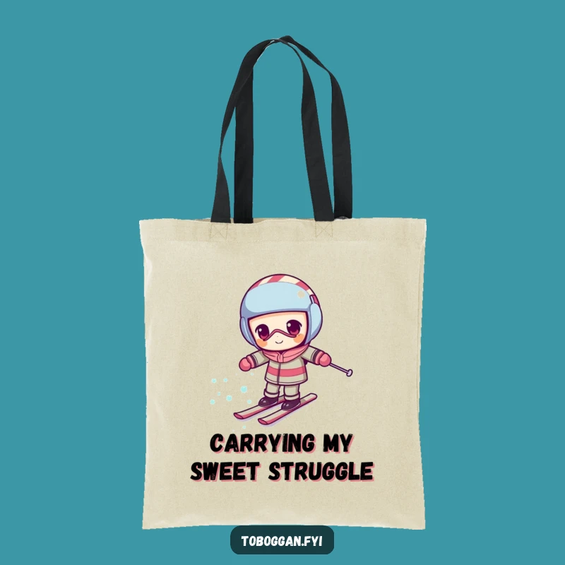 Funny Candy Cane Skiing Tote Bag - Practical Humorous Accessory