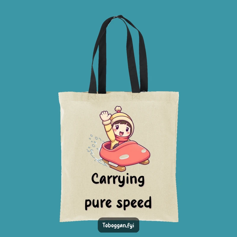 Funny Toboggan Tote Bag: Character's High-Speed Ride - Practical and Amusing Funny Gift