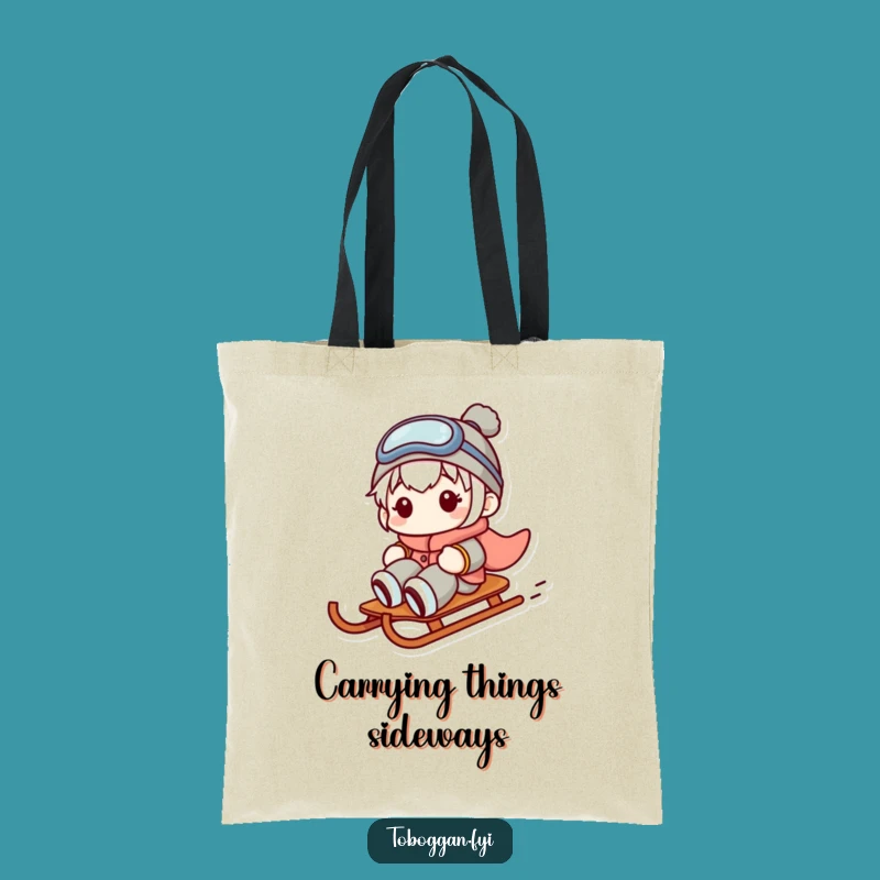 Funny Sideways Sledder Tote Bag - Carry Your Laughs Everywhere!