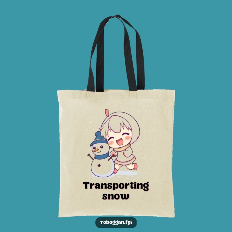 Funny Snowman Builder Tote Bag: Enthusiastic Character Carry-All Gift